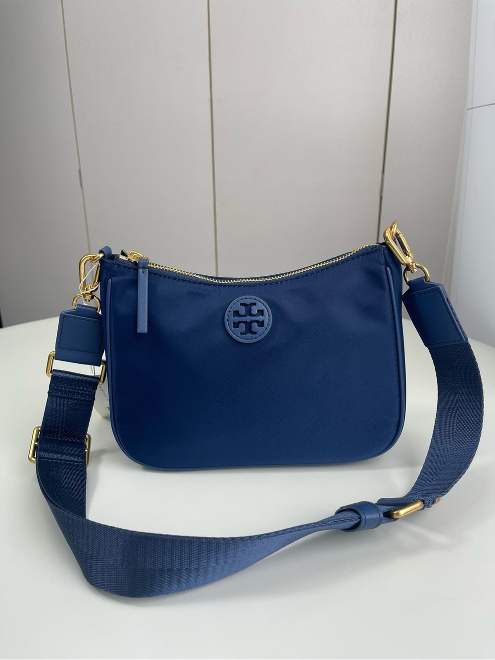 Tory Burch Midnight Blue Nylon Crossbody with Wide Strap